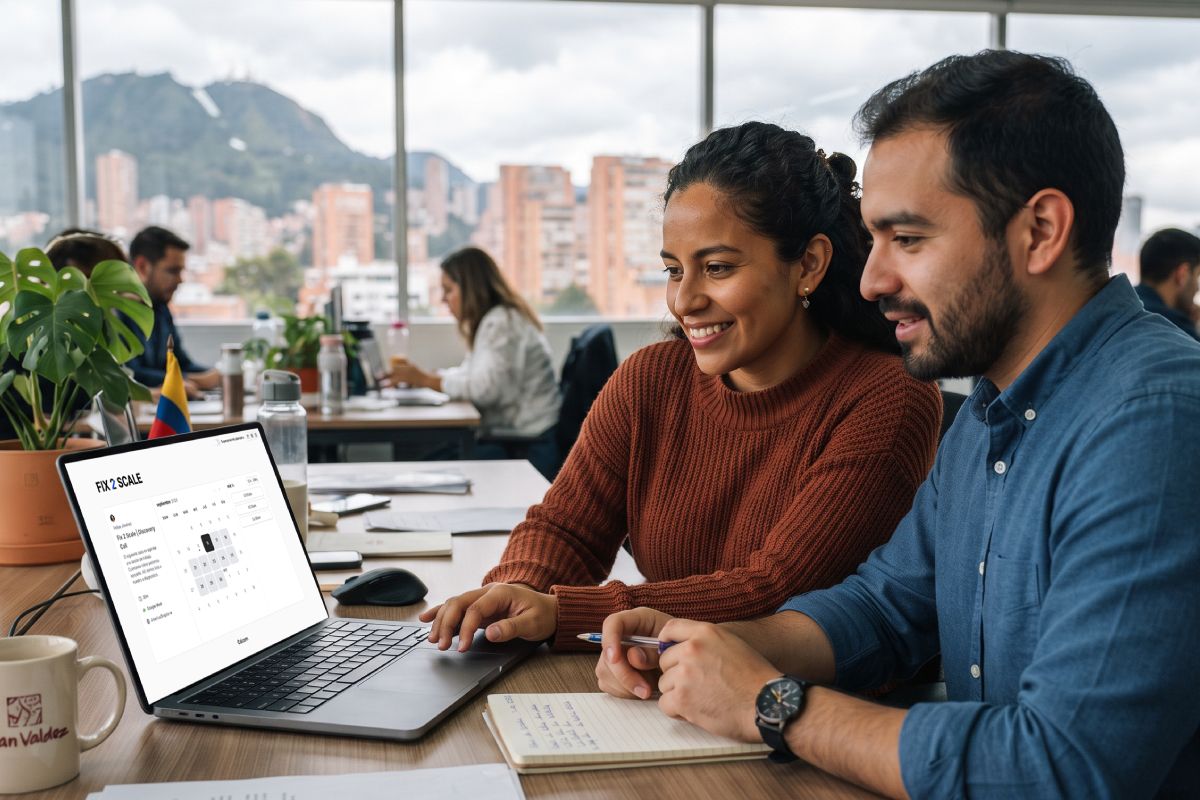 Dos personas revisando el funnel comercial frente a un portátil
