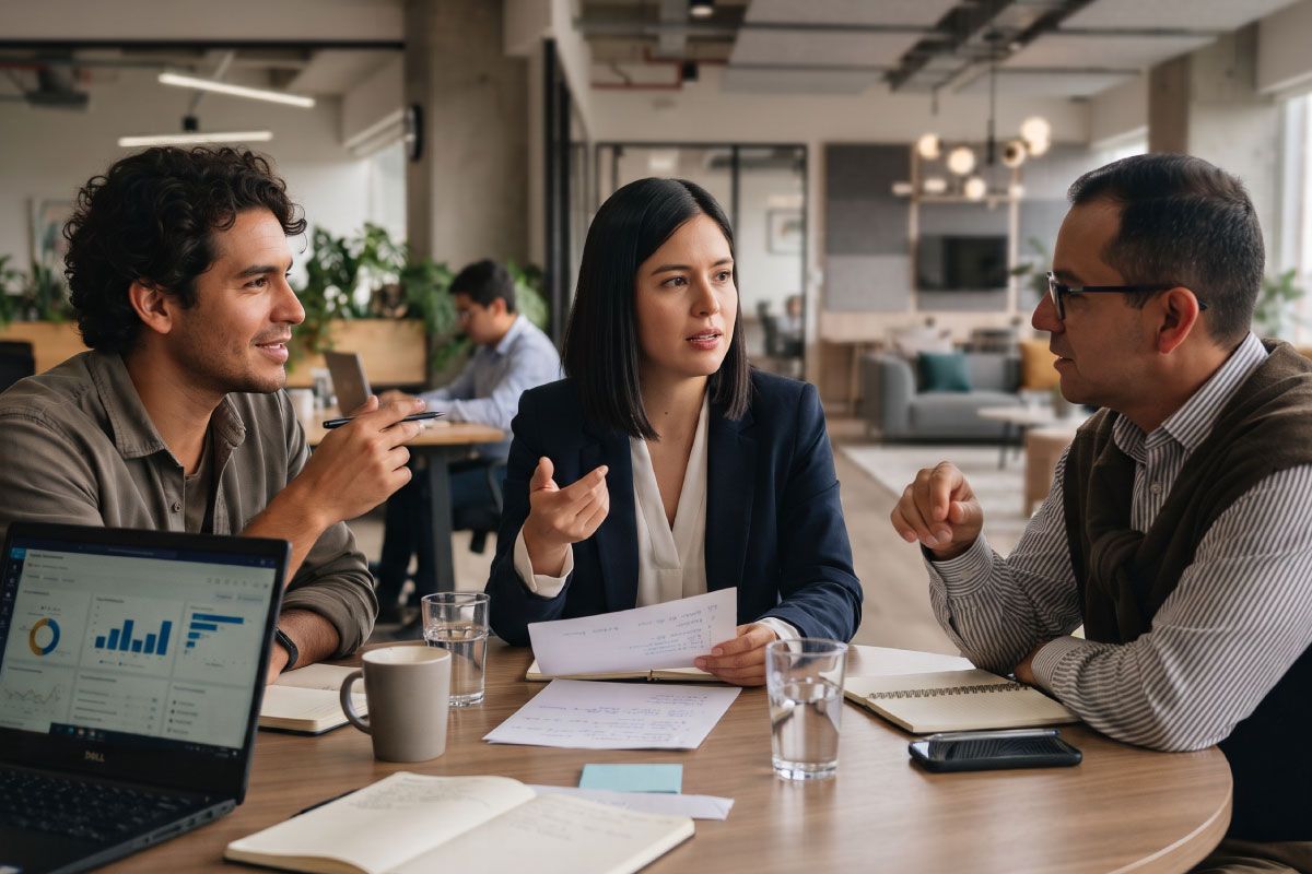 Reunión de trabajo con el equipo comercial